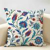 Blue Red Ottoman Style Cushion Cover Natural Linen Organic Fabric Double-Sided Printing Breathable Perfect For Home Decor