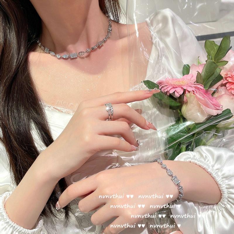 Princess On The Run Geometric Irregular Gem Necklace, Rich Woman'S Joy, 18K Gold Plated, Polygonal Zircon Bracelet
