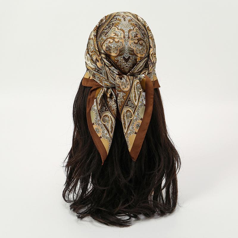 Women's Silk Hijab Scarf Luxury Brand Paisley Summer Headscarf Hijabs Bandana Shawl Handerchief Cheveux Foulard Femme 70X70CM