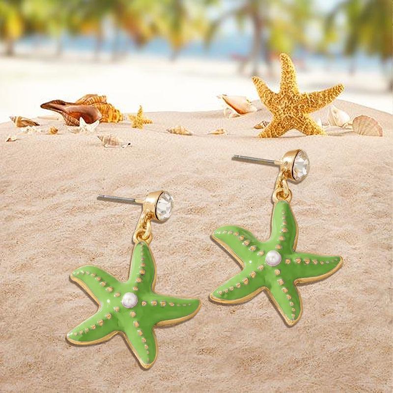 Fashion and Elegance Color Starfish Earrings Earrings Ocean Style Starfish Summer Beach Trend Versatile Vacation Style