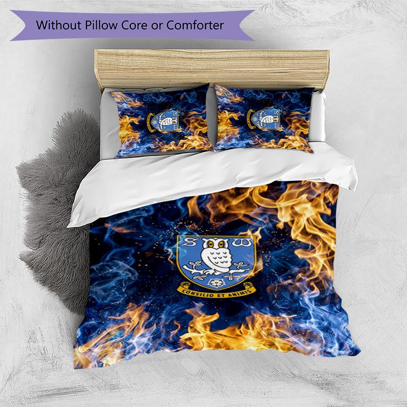 Sheffield Wednesday Football Printed 3 Pieces Bedding Set, Comfortable Skin Friendly Bedroom Duvet Cover Set