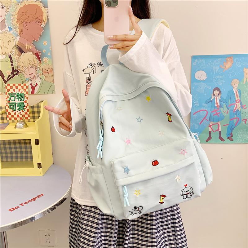Nyl Embroidery Large Capacity Sweet Backpacks 2026 Simple Versatile Bag Student Commuting Versatile Fashi Backpacks