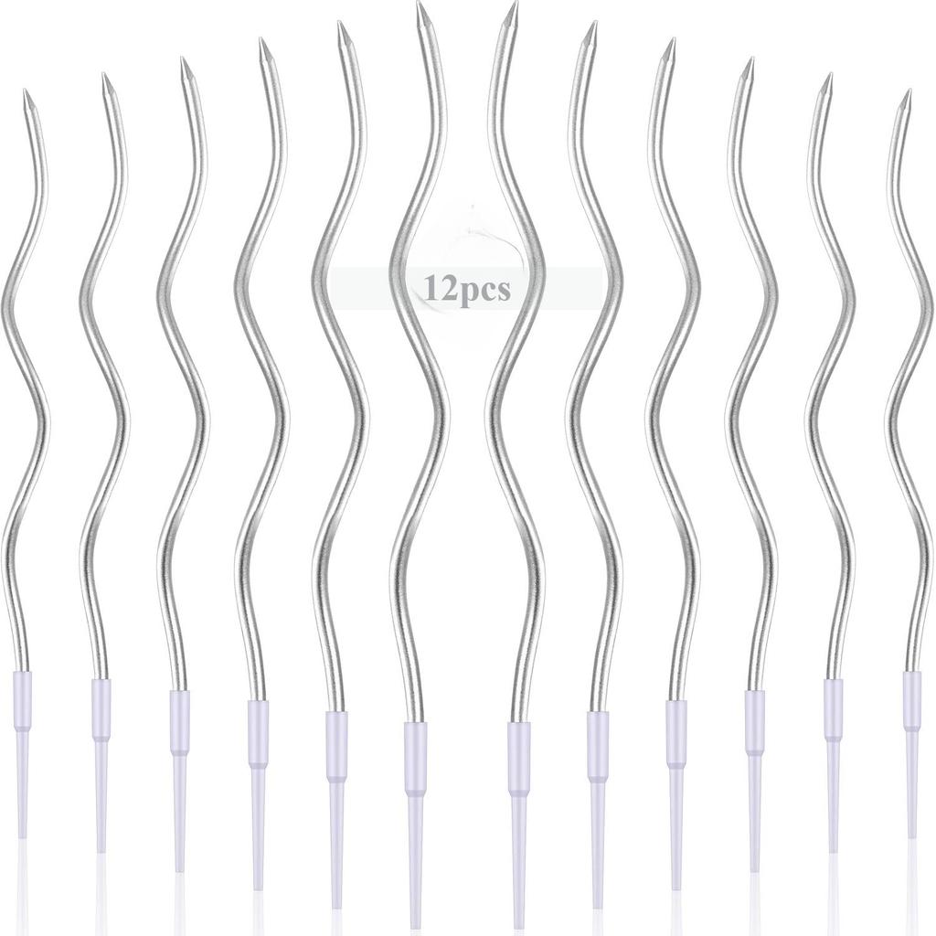 6/12 Stück Geburtstags-Spiral-Kuchenkerzen mit Haltern Lang Dünn Lockig Spiralförmig Metallic Kuchen Geburtstag Hochzeitsfeier Dekoration