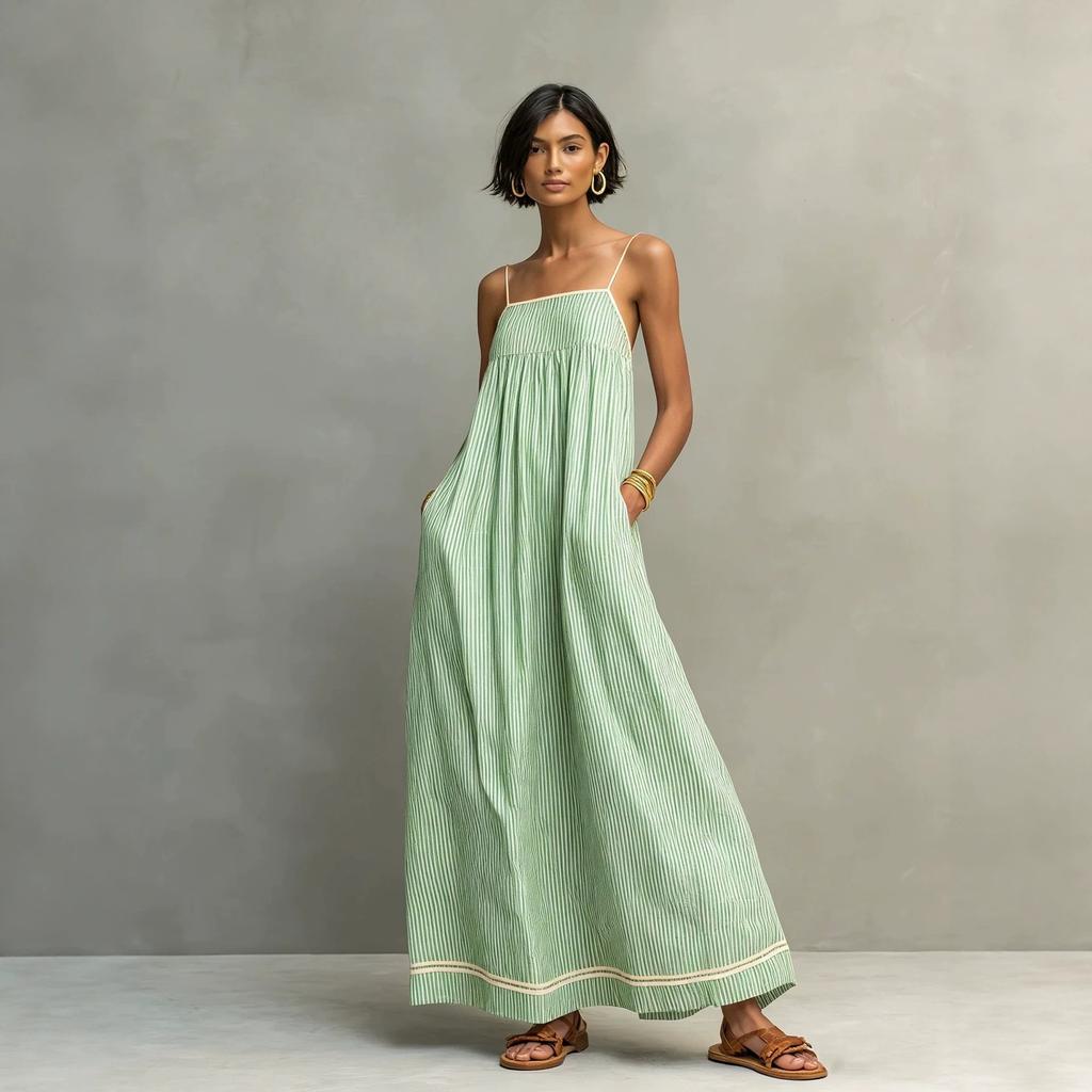 2026 European and American summer fashion casual suspender sleeveless long dress women's clothing
