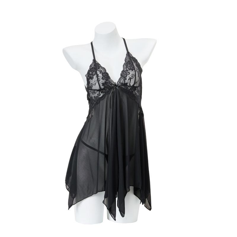 Night Fragrance Lace Erotic Lingerie: Sexy Plus Size See-Through Mesh Nightgown