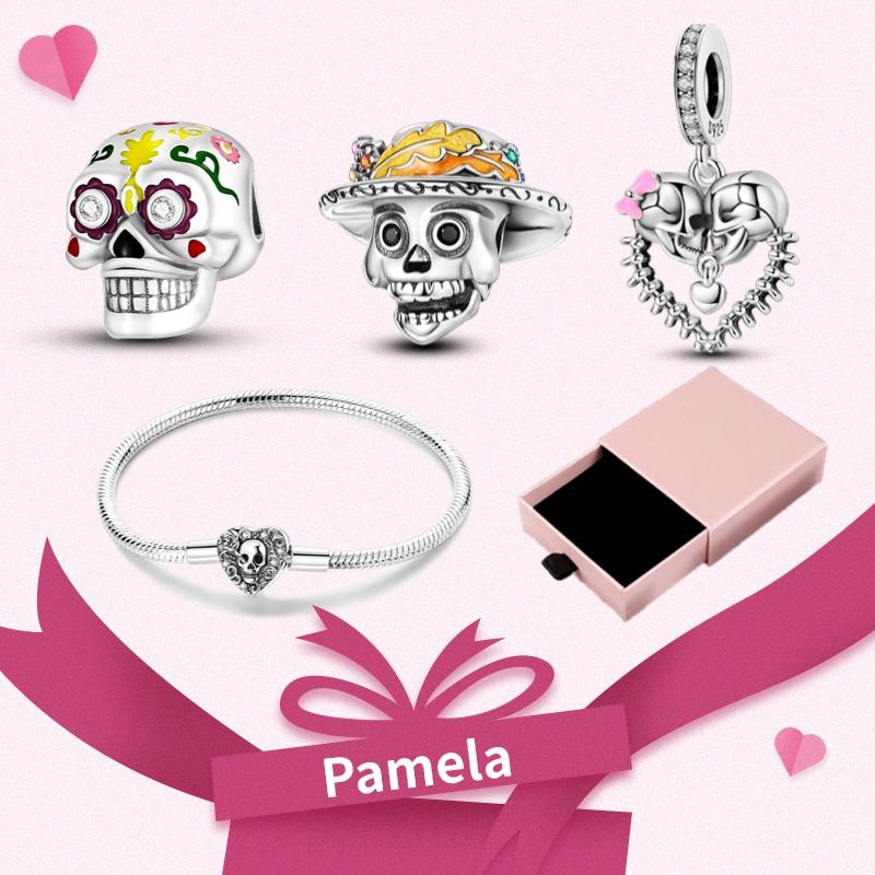Pink Heart Charm Set 925 Original Silver Charms Bracelet With Gift Box For Women Wedding Anniversary Jewelry Gift 4pcs/lot