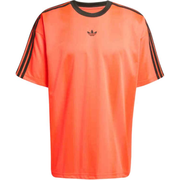Adidas Originals Jacquard Pattern Striped Loose Short Sleeve T-Shirt Men Tops Orange JW5881