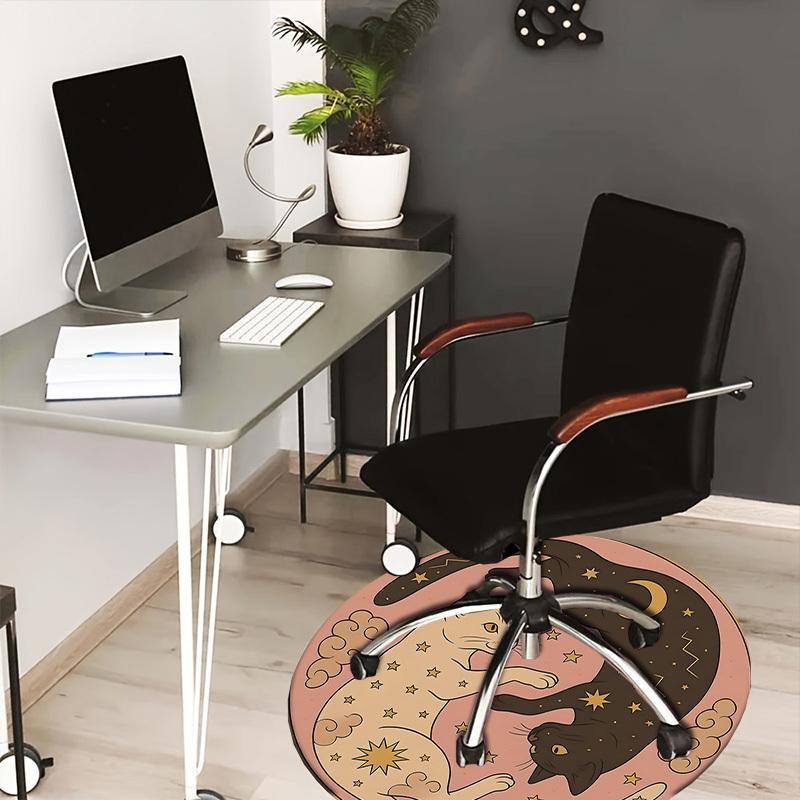

1pc Multi Surface Chair Mats Yin-Yang Cats: Celestial Whiskers Perfect for Decorating Office Chairs, Living Rooms, Or Bedrooms.dt078 80cm by 80cm