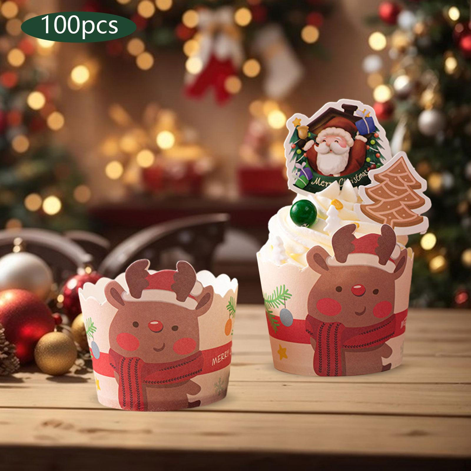 

100 шт., чашка для кексов, рождественская обертка, кексы, десерты, печенье, многофункциональная бумага для выпечки