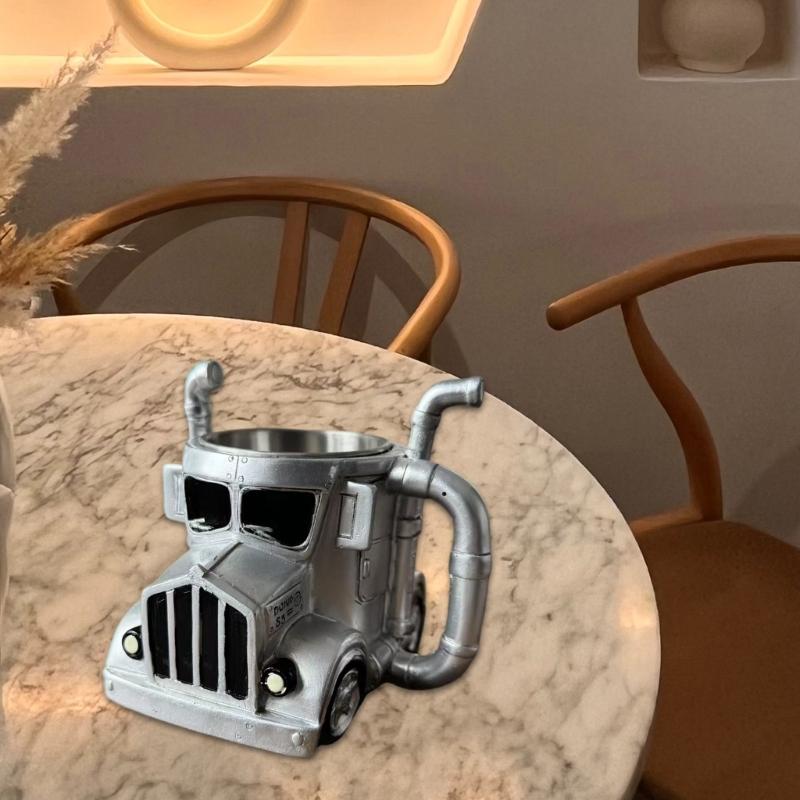 Semi Truck Shape Coffee Cup Novelty Resins Truck Shape Coffee Mug Kitchen Ornament for Truck Lover Office and Home Use