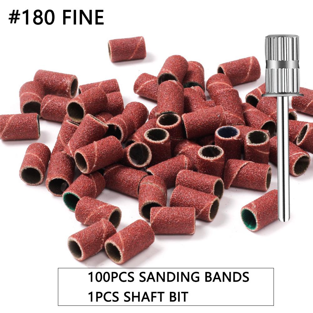 50/100Pcs Nail Sanding Cap Bands for Electric Manicure Drill Machine, 80/120/180 Grit Grinding File Pedicure Tool Accessories