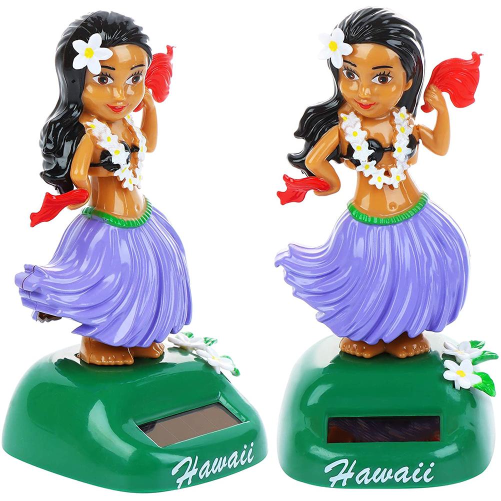 Solar Hawaiian Dance Figure Car Dashboard Toy Lovely with Solar Panel Shaking Head Doll Dancing Figure Toy for Bedroom