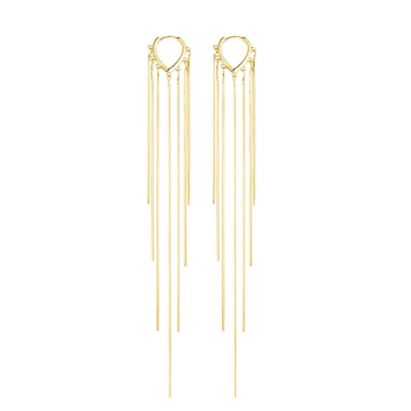 925 Silver Needle Long Chain Stud Earrings For Women Exquisite Zircon Geometric Tassel Pendant Earrings Luxury Jewelry