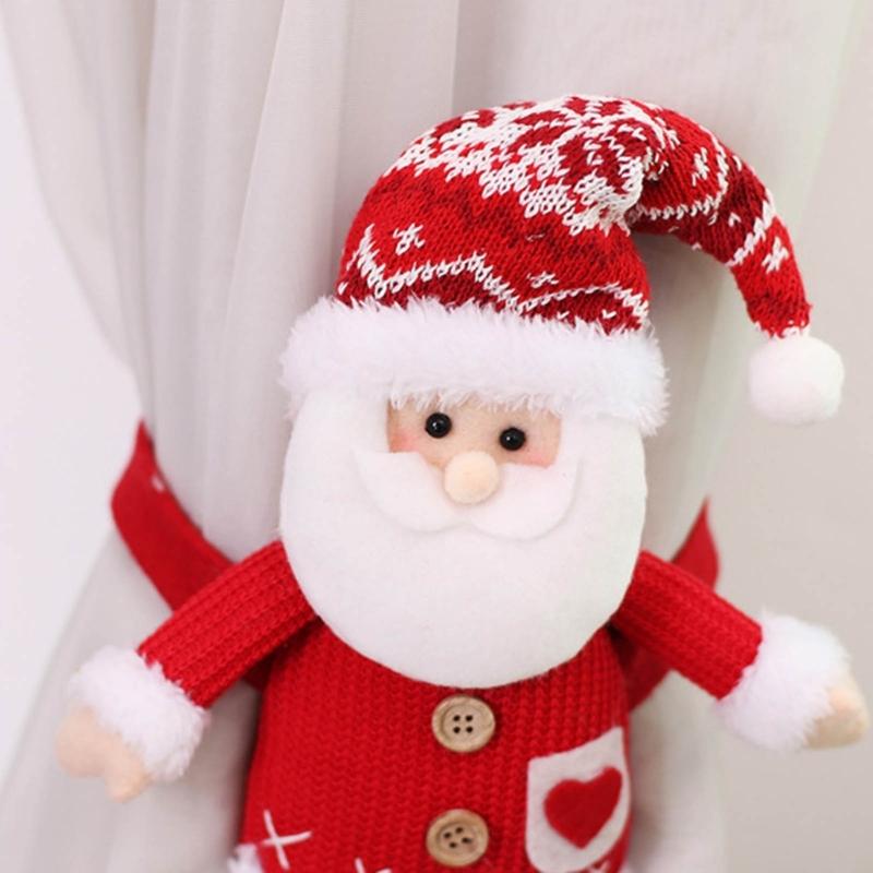 Christmas Curtain Buckle Holiday Party Window Decorations Cartoon Curtain Tieback Holder for Living Room Bedroom Decor
