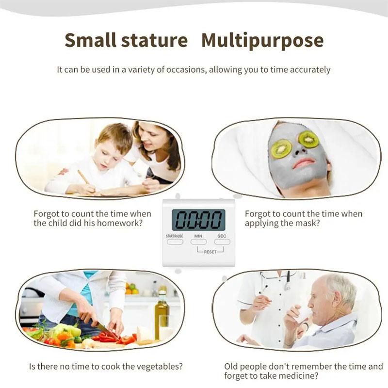 White Digital Kitchen Timer Cooking Timer LCD Digital Manual Countdown Mechanical Digital Kitchen Timer Magnetic Kitchen Gadgets