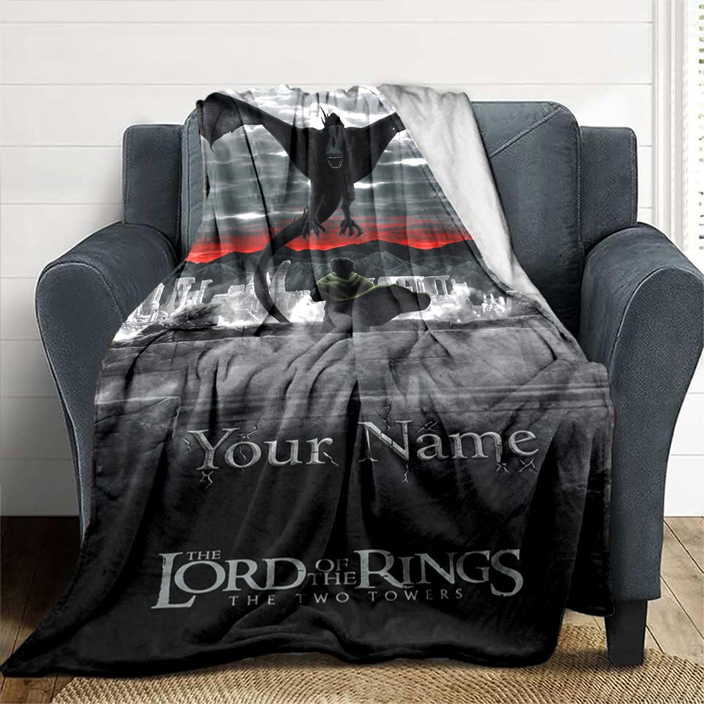 Lord Rings Customize Your Name Blanket Cozy Personalized Blanket Ultra-Soft Versatile for Office Sofa Bed Livingroom Four Seasons Multipurpose