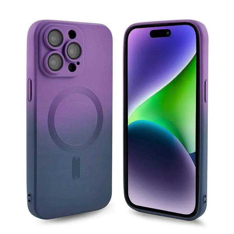 Etui do iphone 11 ombre magsafe obudowa wzmacniana fioletowy case + szkło