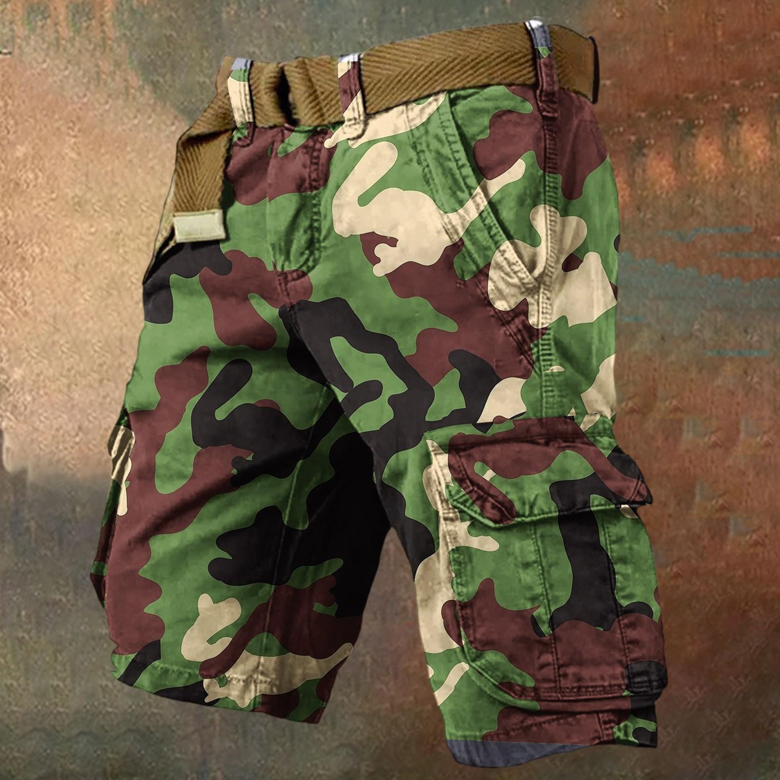 

Men s Summer Loose Casual Camouflage Work Shorts, Large-sized Multi-pocket Mid-length Pants Without A Belt XL
