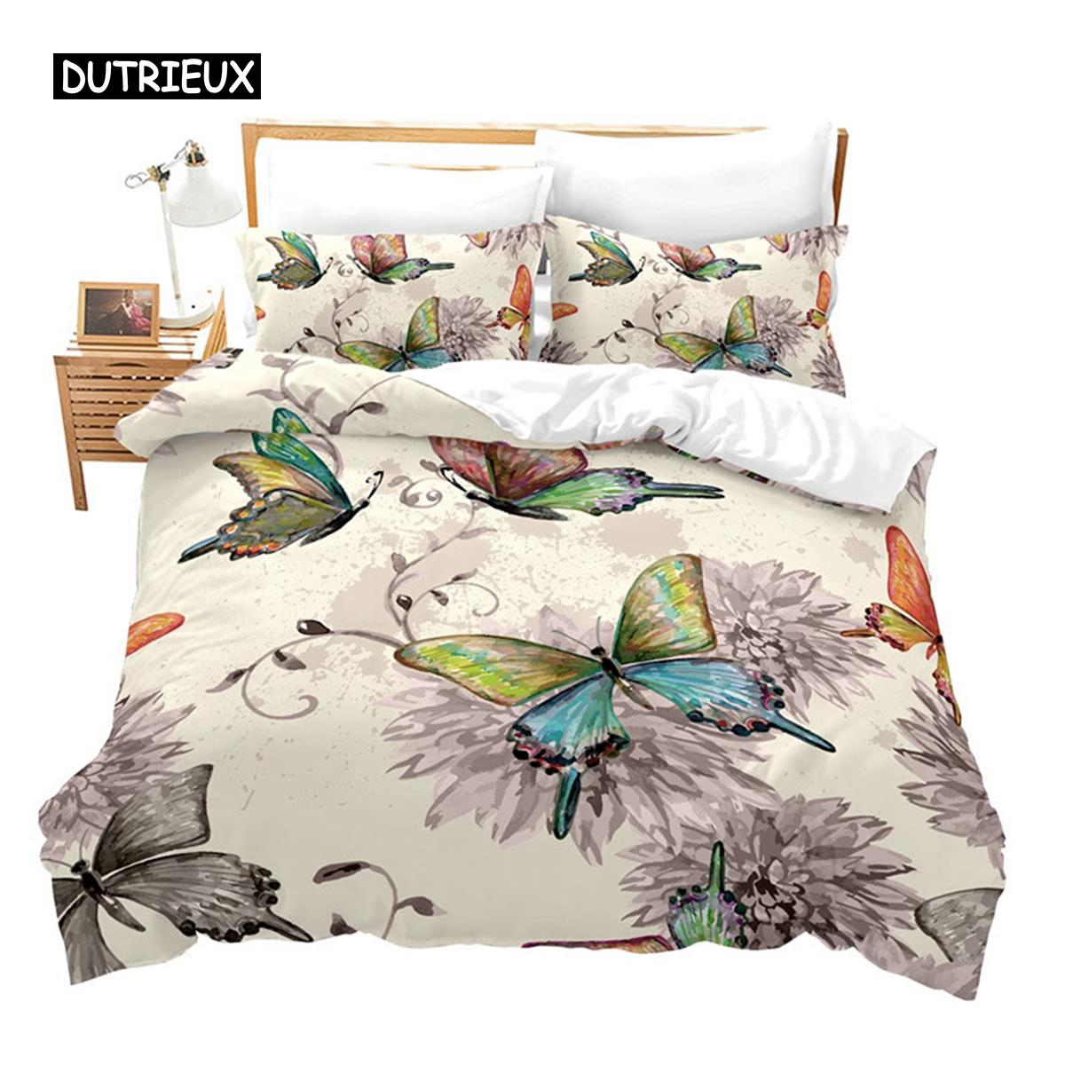 

Butterfly Bedspread Cover Collection Fine Microfiber Flying Golden Butterfly Printed Bed Cover Collection Dreamy Night Butterfly Double Size Queen AU King(245x210cm)