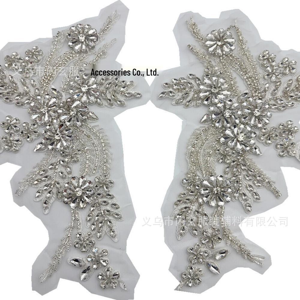 Toppa Floreale Perline Fatta a Mano per Accessori Abito da Sposa Fai da Te