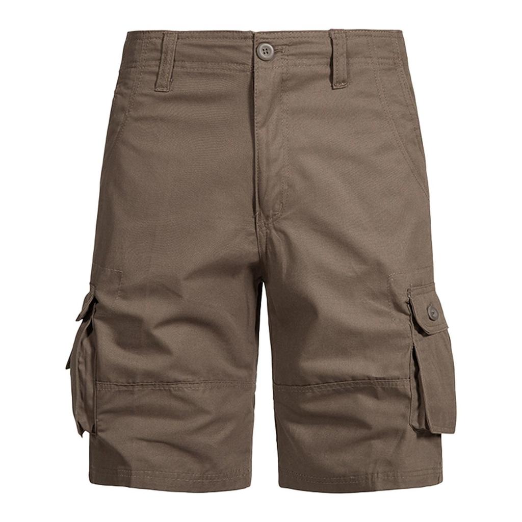 Men's Summer Multi-Pocket Cargo Shorts Men's Casual Fashion Solid Color Loose Cargo Shorts