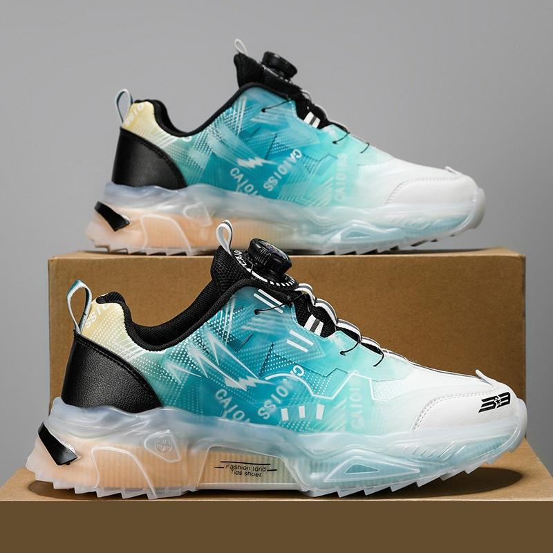 Men s shoes spring new teen student casual sports shoes luminous rotating buckle running shoes platform dad shoes 36