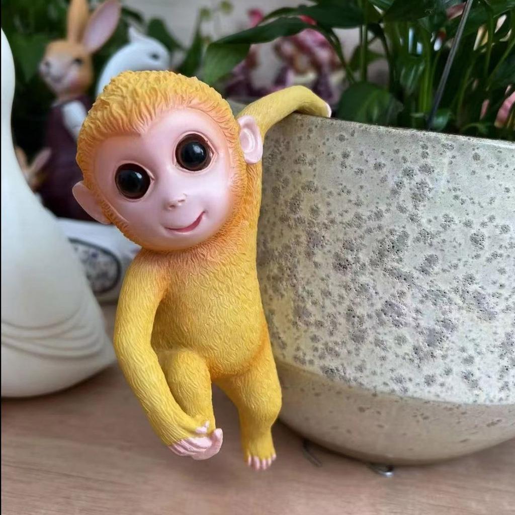 Monkey Container Accessories Resin Decors Monkey Sculpture Planter Pots Hangers for Plant Lover and Children