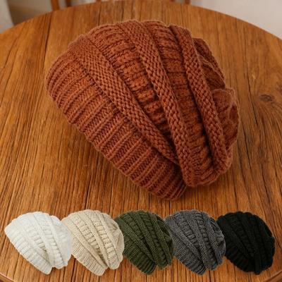 Damen Wintermütze mit extra großem Umfang, verdickt für Wärme, Strickmütze mit weitem Umfang, winddicht und kältebeständig