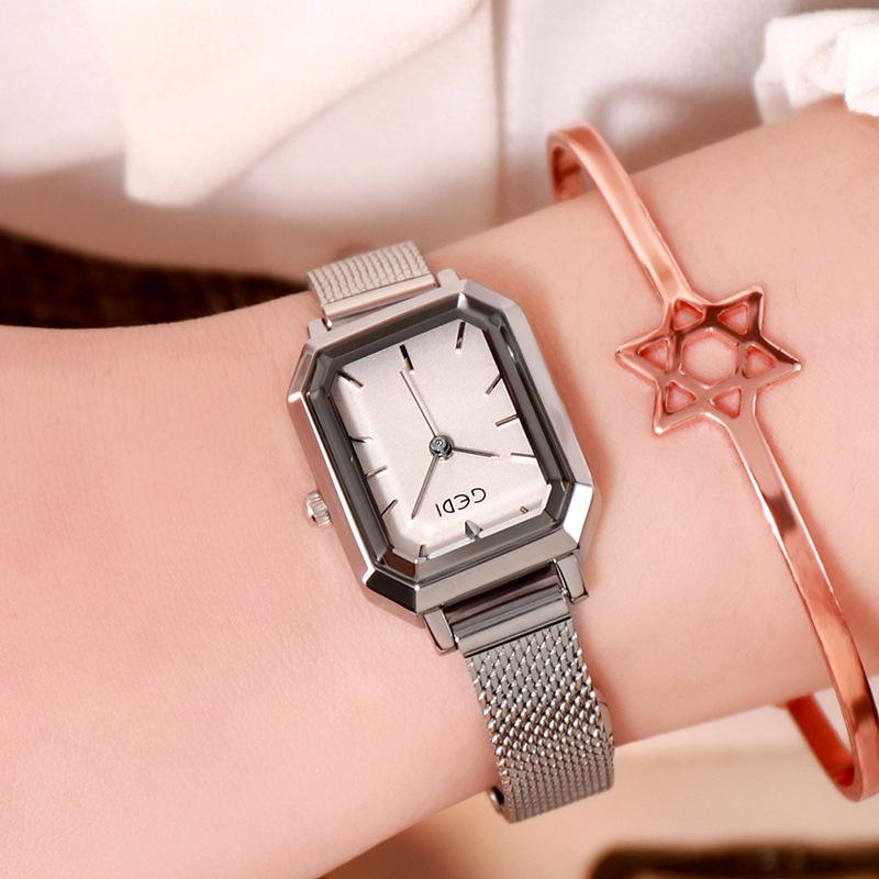 Simple And Versatile Casual Watch Women S Square Retro Mesh Belt Watch Waterproof Quartz Women S Watch
