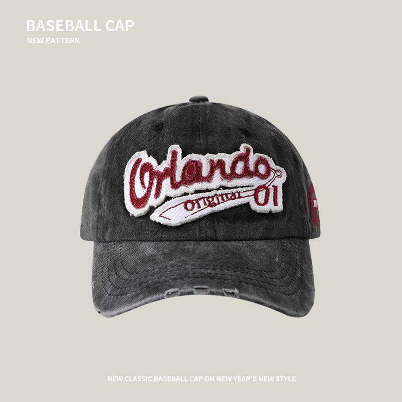 

Retro old baseball cap women s washed ripped denim cap men s wide-brimmed versatile outdoor sports hat tide