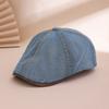 New Workwear Retro Washed Hexagonal Leather Brim Front Cap, Trendy and Fashionable British Style, Versatile Baseball Cap