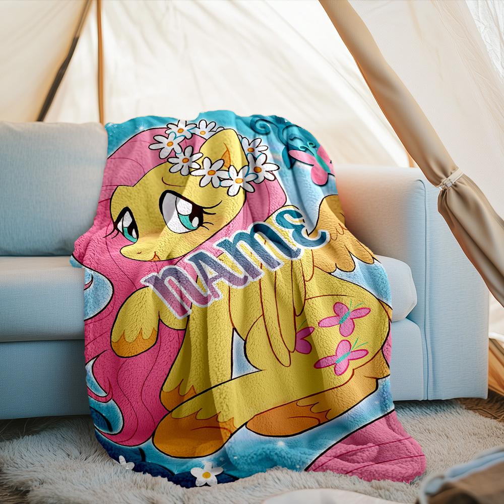 Fluttershy My Little Pony Outdoor Customize Your Name Blanket Soft Comfortable Lightweight Multiseason Use For Travel Camping Picnic Sofa Office Bed