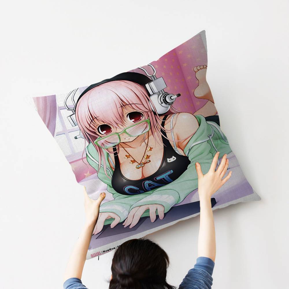 Beautiful Girl SUPERSONICO Pillow Anime Pillow Sofa Bed Head Pillow Cover Cushion Cover 45x45 cm Fashion