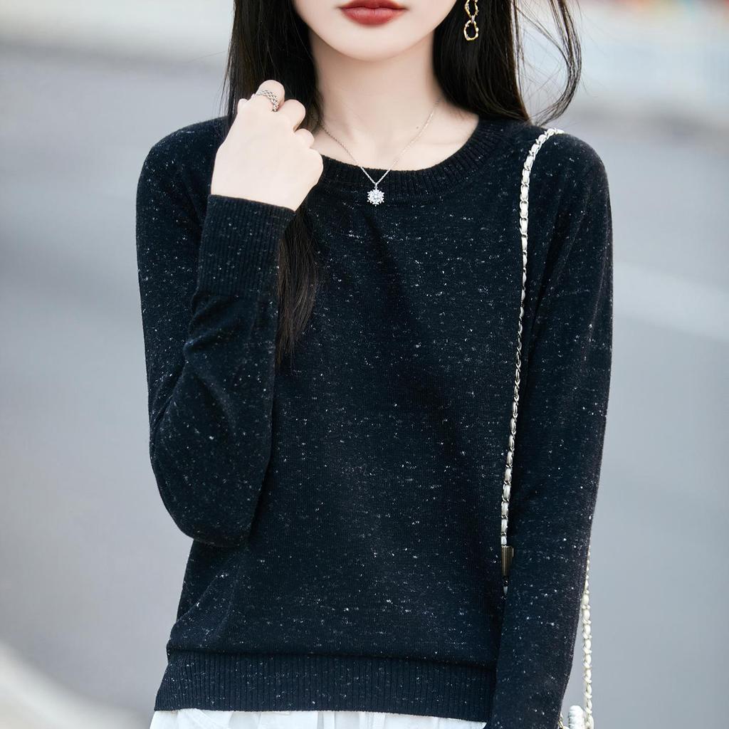 Spring & Autumn New Women's Korean Style Cloud Yarn Knitwear Round Neck Loose Pullover Sweater