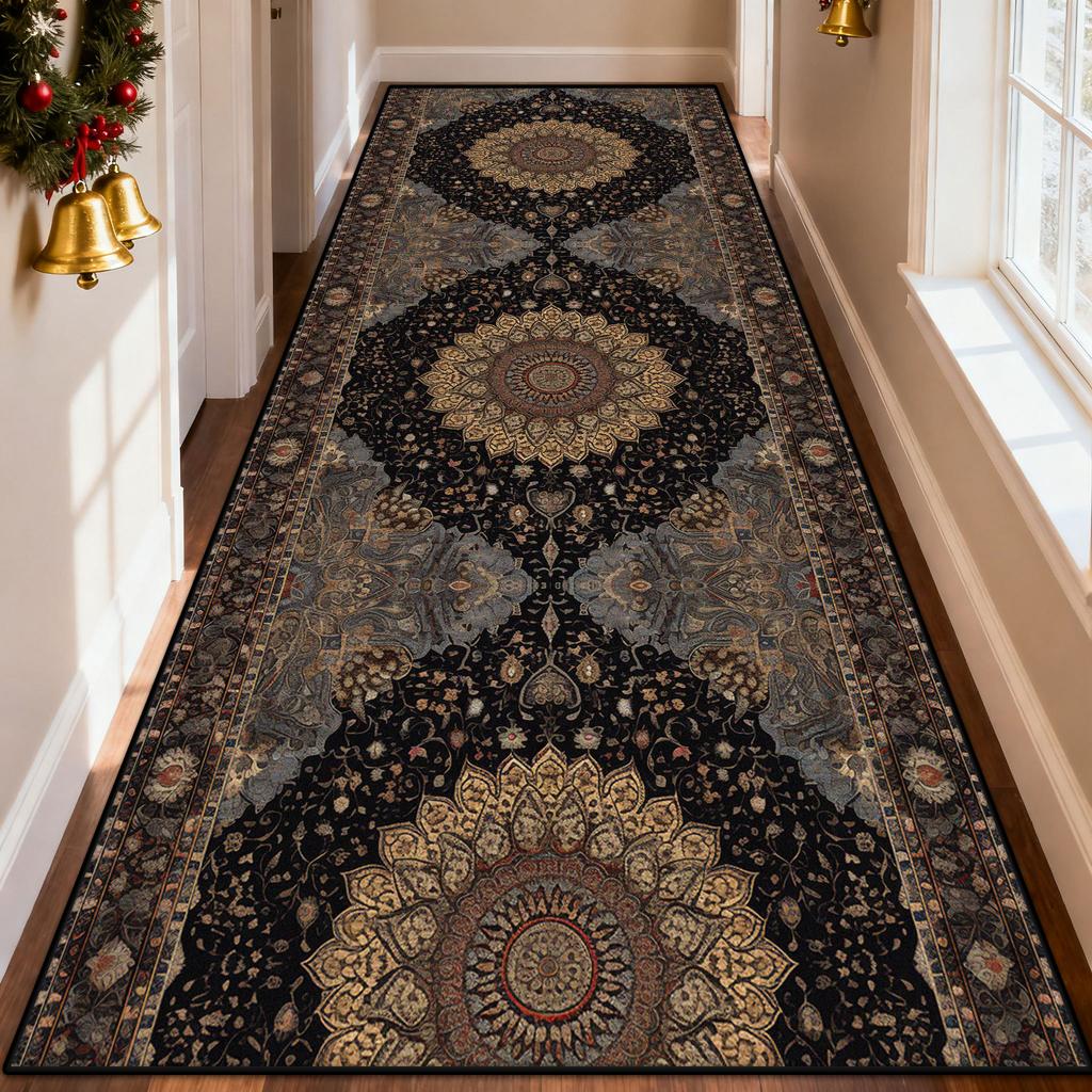 Bohemian Retro Ethnic Corridor Carpet Qajar Revival Decor Home Long Runner Rugs Christmas Art Aesthetic Aisle Floor Mat Washable