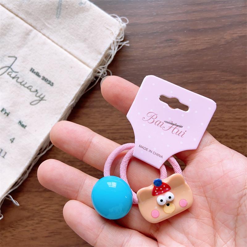 Dziecięcy Letni Kolorowy i Uroczy Trójwymiarowy Zestaw Wyrażeń Akrylowy Pierścień do Włosów Dziewczęcy Duży Sznurek do Włosów