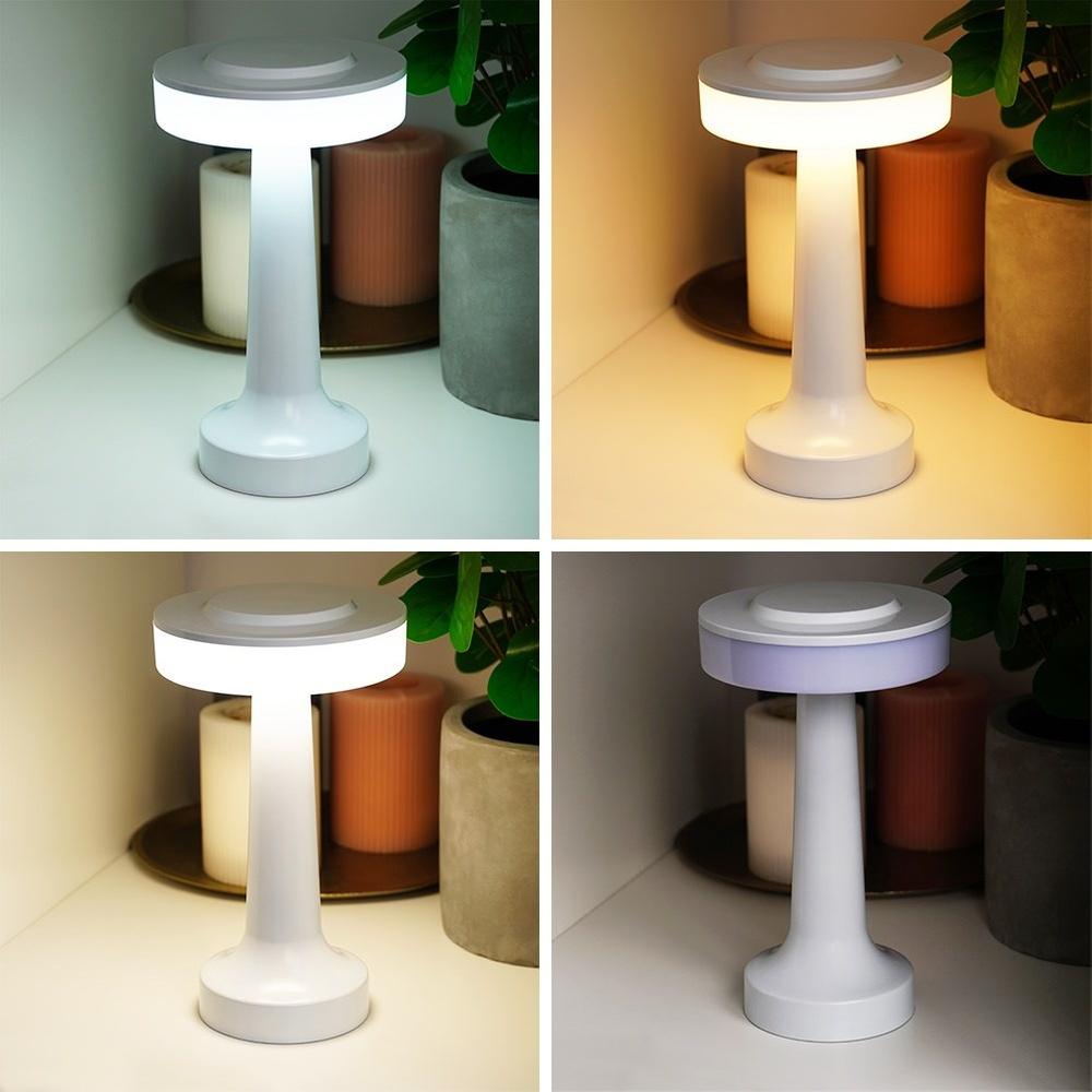 LED table lamp, white, wireless, 3 lighting modes, 21 cm