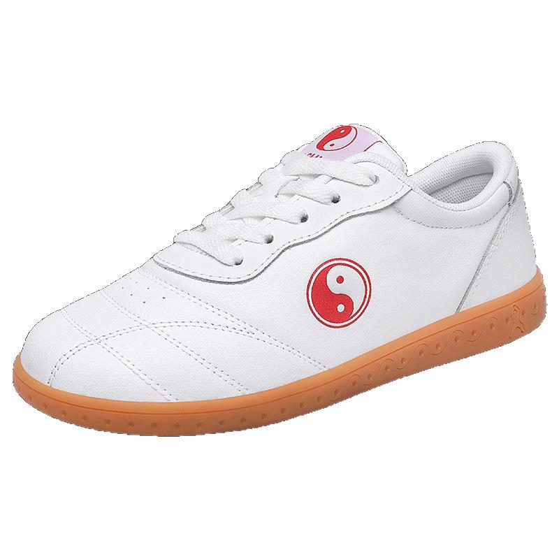 White Leather Non-slip Men's Shoes Tai Chi Shoes Soft Beef Tendon Soles Women's Spring and Autumn Martial Arts Tai Chi Practice Shoes