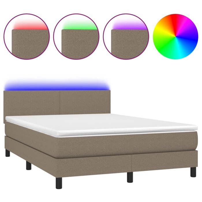 Maison Exclusive - Sommier à lattes de lit avec matelas LED Taupe 140x190 cm Tissu
