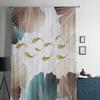 Ginkgo And Goldfish Marble Texture Sheer Curtains For Living Room Window Transparent Voile Tulle Curtain Bedroom Drapes