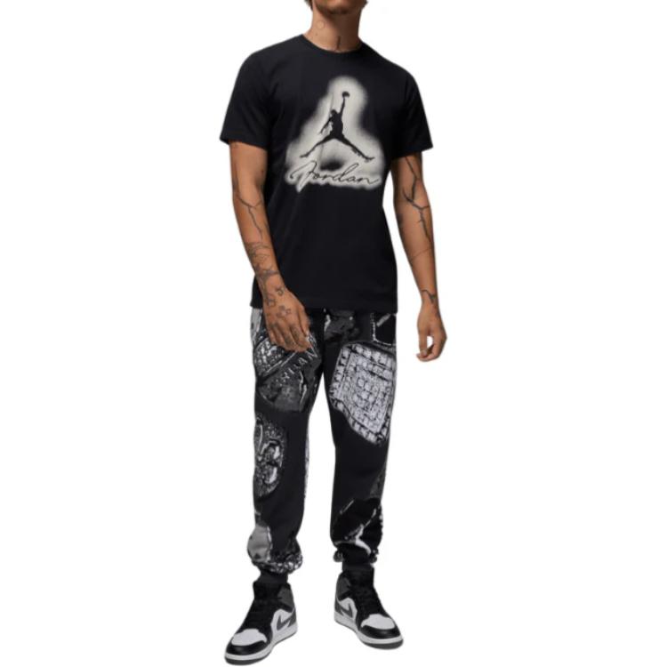 Jordan Graphic Print Crew Neck Short Sleeve T-Shirt Men tops Black HJ2330-010