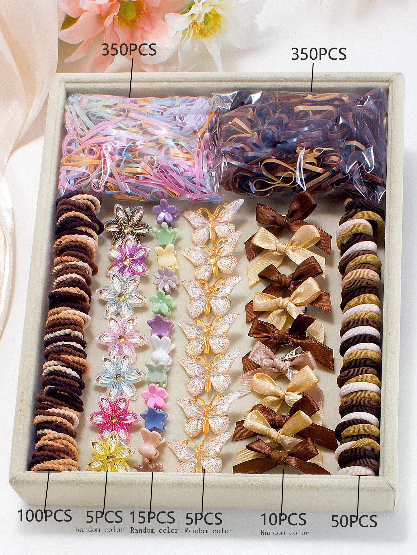 

Подарунковий набір дитячих аксесуарів для волосся: Заколки для волосся, Шпильки для волосся, Дитячі гумки та Принцесині гумки для волосся