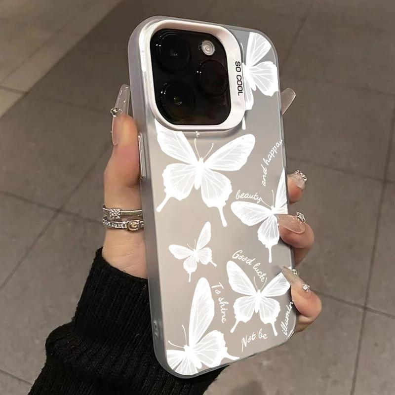 Retro Black Butterfly Case for iPhone 15 Pro Max 16 14 13 12 11 XS X XR SE   7 8 Plus 15 Electroplated Matte Hard Cover