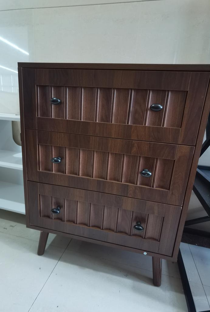 Chest of drawers with three drawers, modern wardrobe, dressing table, suitable for living room, bedroom, hallway (walnut wood)