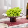 Stainless Steel High Footed Cake Storage Tray Appetizer Platter Fruit Display Plate Household Wood Base Snacks Pans