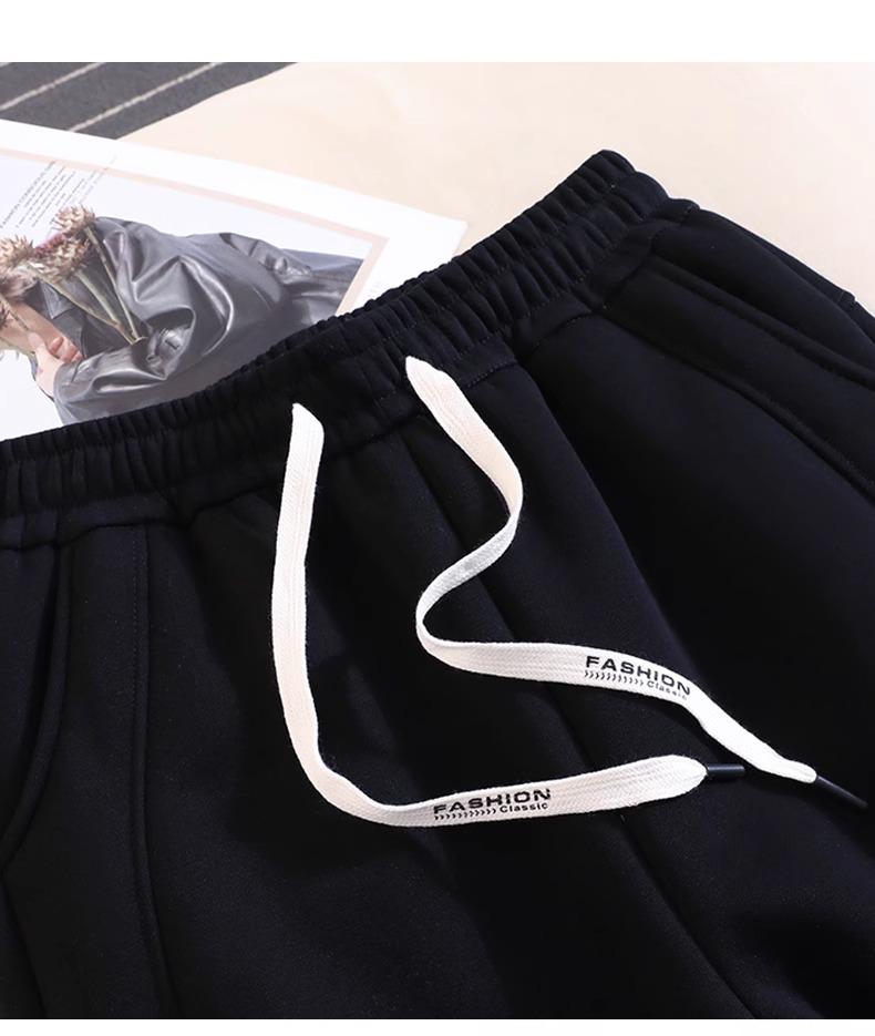 Pantaloni de trening pentru femei din lână de miel căptușiți cu fleece - Groși, călduroși, joggers cu manșete pentru toamna/iarna 2024