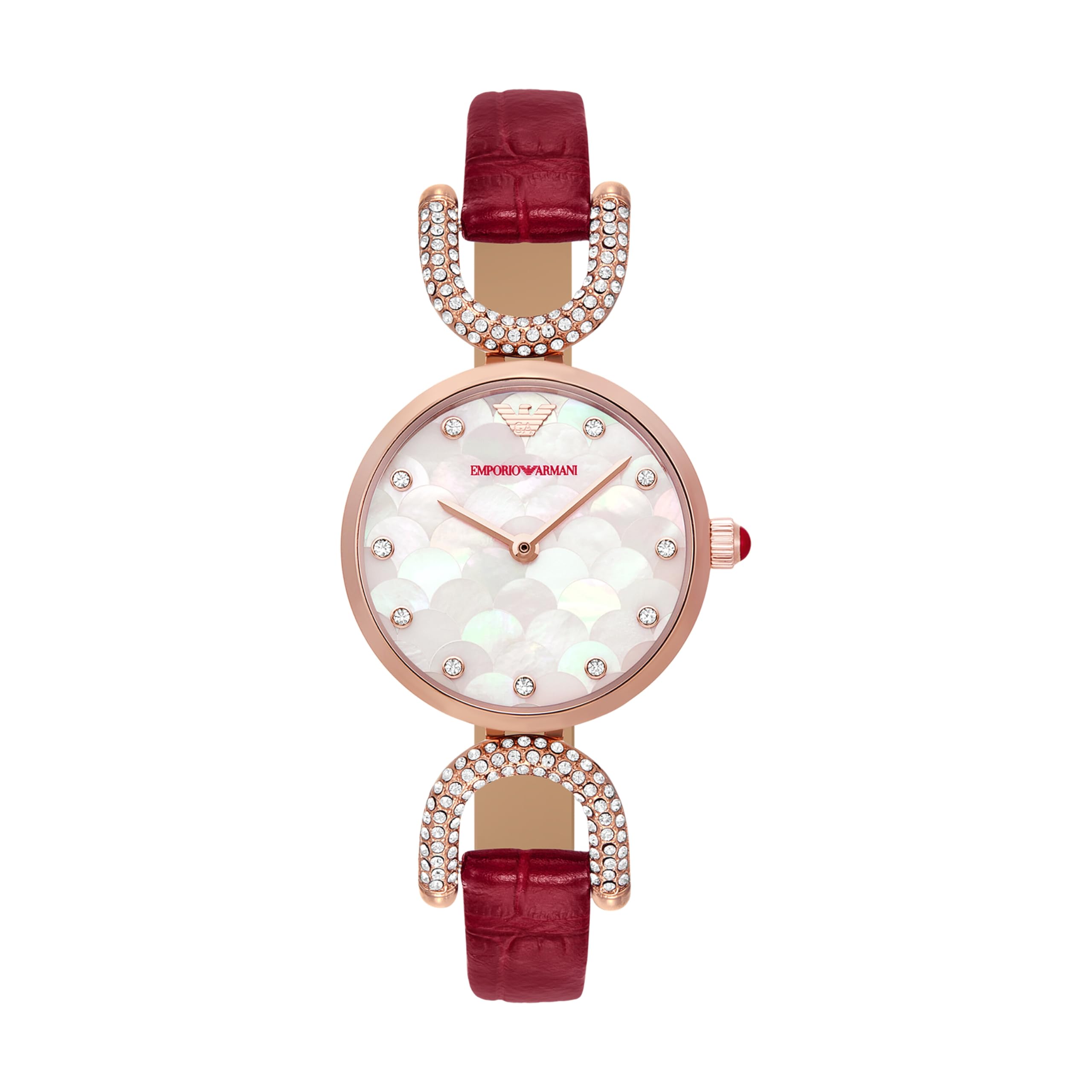 

Emporio Armani Burgundy Leather AR11737 Women s Two-Hand Watch,