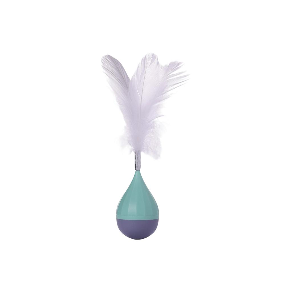 Interactive Feather Cat Toy Self-Righting Wobbler Pet Toy for Cats with Feather Attachment Durable Base for Indoor Play and Exercise