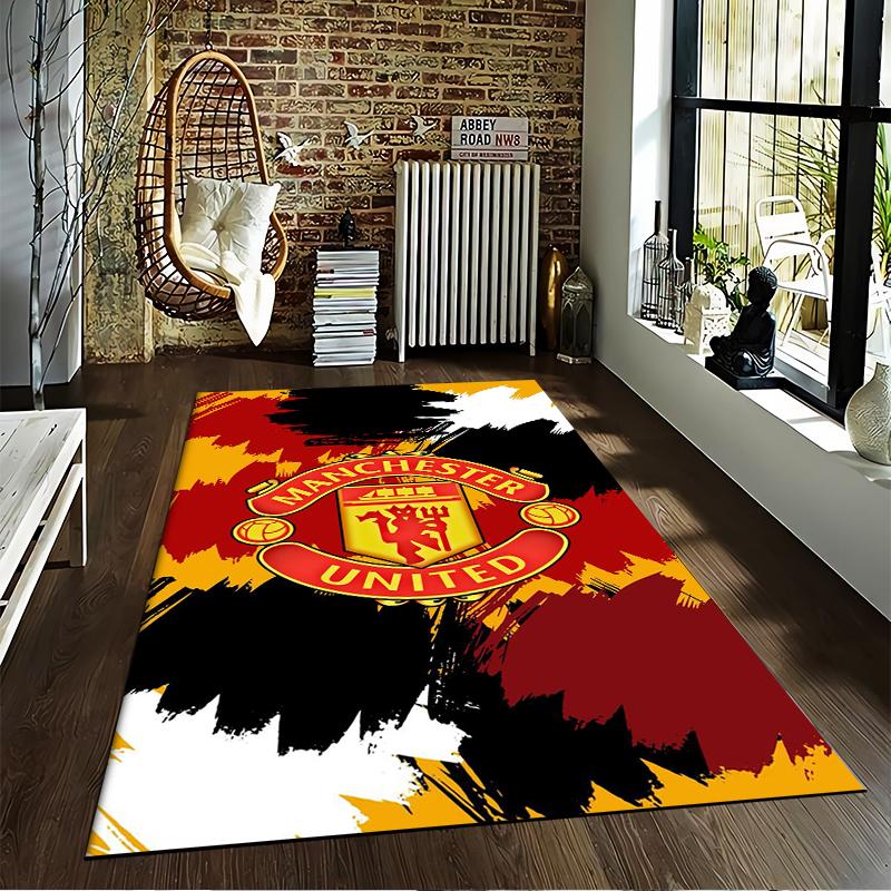 "Manchester United Logo Carpet with Red and Black Abstract Design" Suitable for Use As an Anti-slip for Living Room Bedroom Sofas