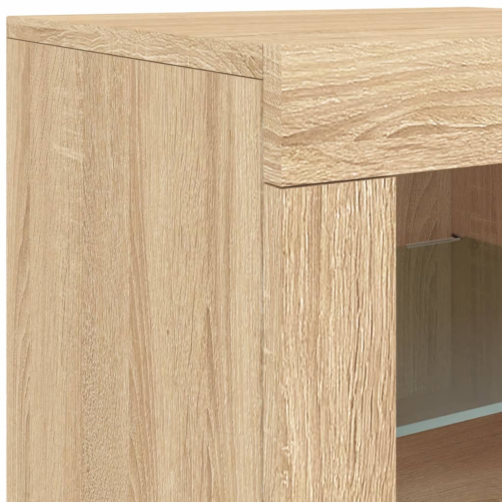 Sideboard with LED Lights Sonoma Oak 142.5 x 37 x 67 cm